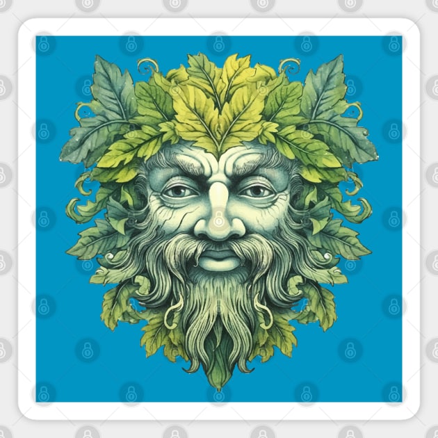 Green Man Botanical Vintage Greenman Magnet by Pine Hill Goods